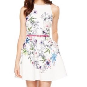 Ted Baker white and pink skater dress